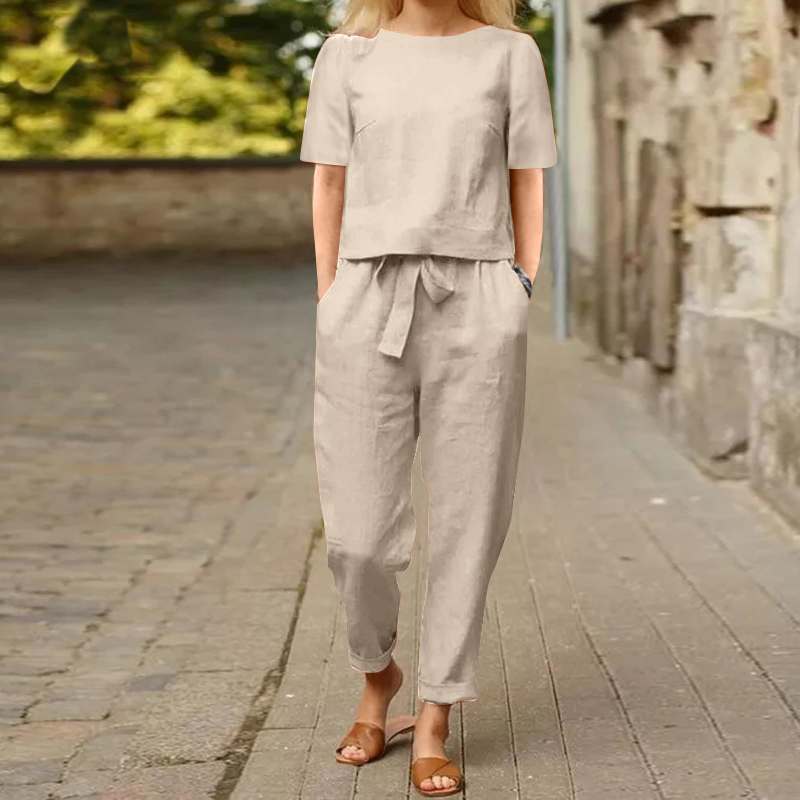 Costume Pantalon Large pour Femmes en Coton et Lin - Confort et Élégance en Un Seul Vêtement