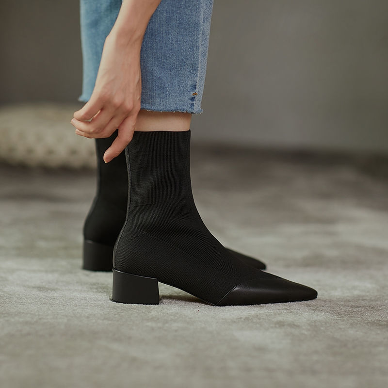 Bottines Femme en Fil de Laine Lucie Royale – Élégance et Confort pour l'Automne