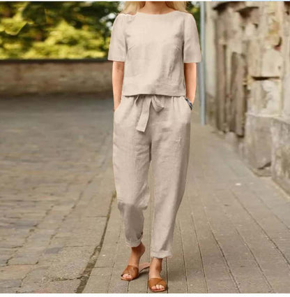 Costume Pantalon Large pour Femmes en Coton et Lin - Confort et Élégance en Un Seul Vêtement